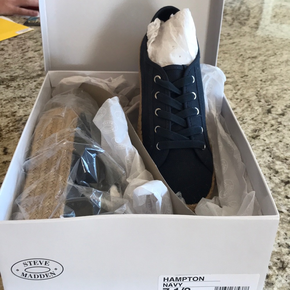 Steve Madden, Hampton navy shoes.